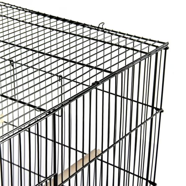 30.5inch Metal Cage With Wood Perches For Small Birds, Black
