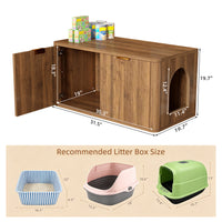 31.5" Walnut Cat Litter Box Enclosure Furniture, Large Decorative Hidden Litter Box Cabinet, Fluted Mid Century Modern K