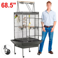 68.5'' H Metal Rolling Bird Cage Parrot Cage,Black - BIG FRENCHIES