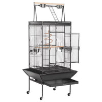 68.5'' H Metal Rolling Bird Cage Parrot Cage,Black - BIG FRENCHIES