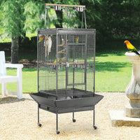 68.5'' H Metal Rolling Bird Cage Parrot Cage,Black - BIG FRENCHIES