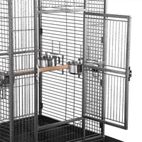 68.5'' H Metal Rolling Bird Cage Parrot Cage,Black - BIG FRENCHIES