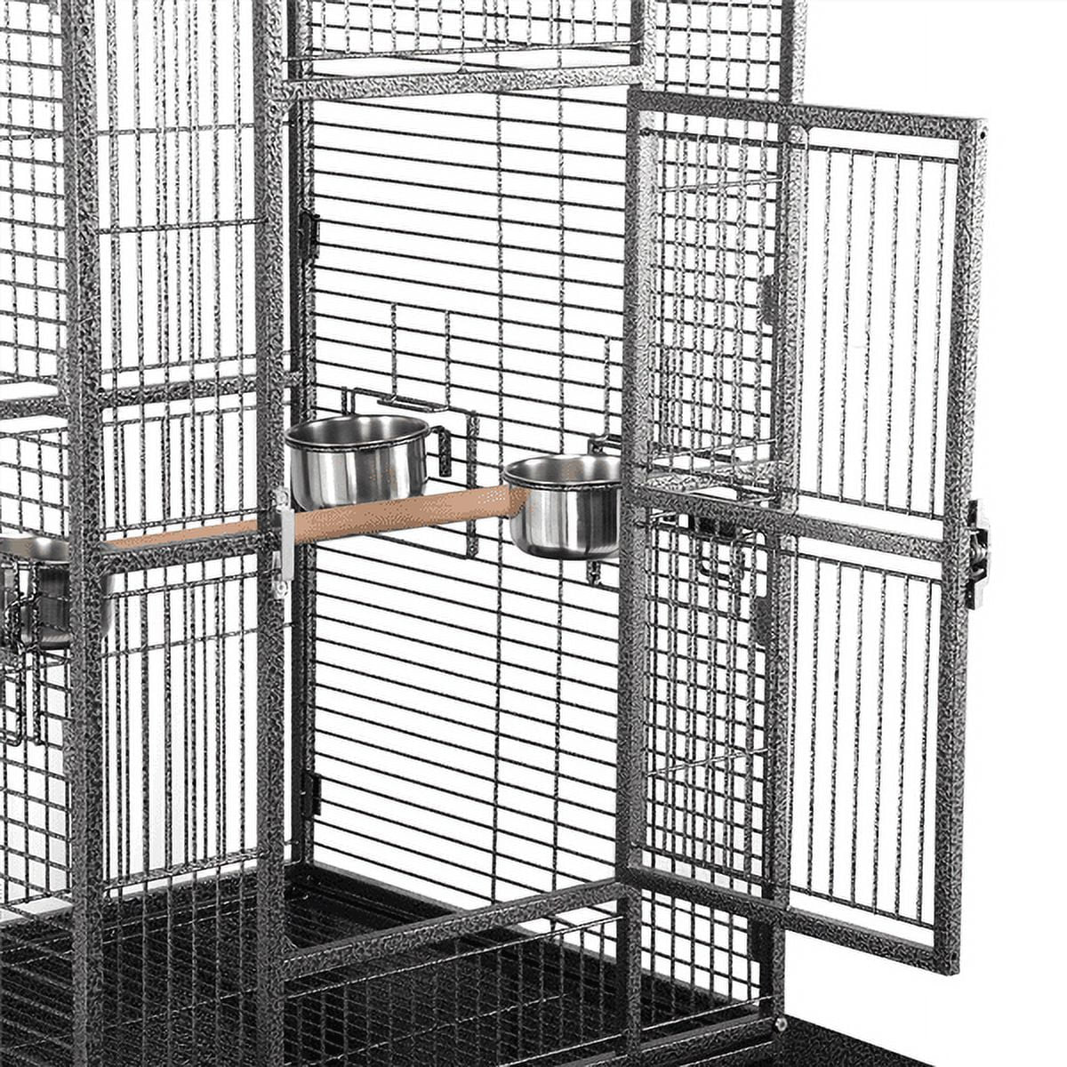 68.5'' H Metal Rolling Bird Cage Parrot Cage,Black - BIG FRENCHIES