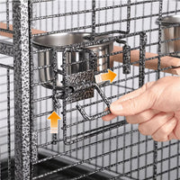 68.5'' H Metal Rolling Bird Cage Parrot Cage,Black - BIG FRENCHIES