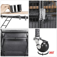 68.5'' H Metal Rolling Bird Cage Parrot Cage,Black - BIG FRENCHIES