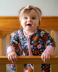 Navy wildflower bamboo zippy - BIG FRENCHIES