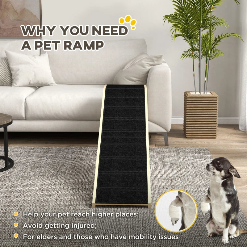 Dog Ramp For Bed, Pet Ramp For Dogs With Non-Slip Carpet And Top Platform