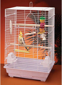 Cockatiel & Small Parrot Starter Kit with Birdcage, Cover, and Accessories – Perfect for Cockatiels, Conures, and Small Parrots – Square Dome – White - BIG FRENCHIES