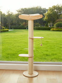 Half Cat Tree Tower-3-Tier Hemp Scratching Post, Perches & Sturdy Activity Center Suction Cup