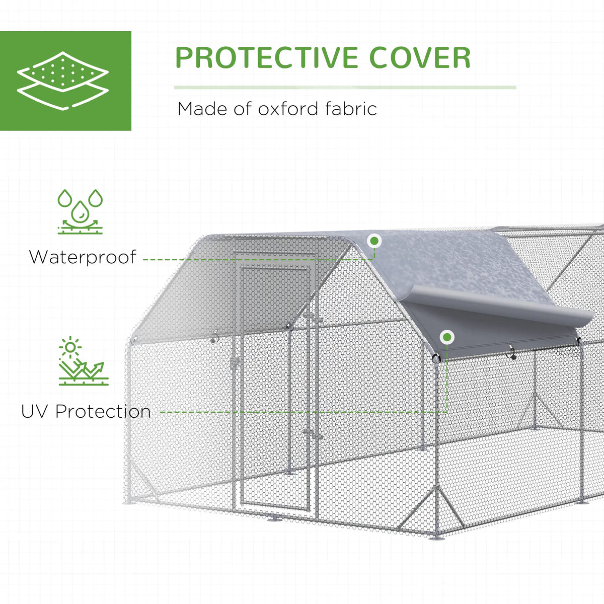 Chicken Run, Galvanized Large Metal Chicken Coop Cage, Walk-in Enclosure Poultry Hen Run House Playpen Rabbit Hutch with