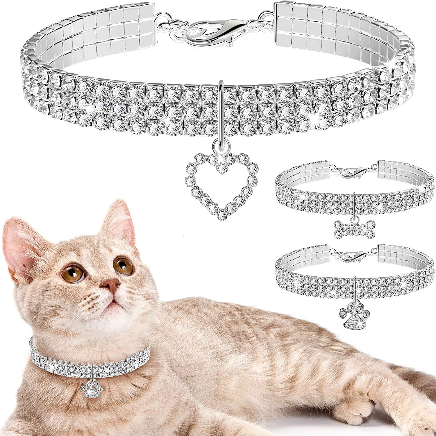 Crystal Cat Collar Elastic Pet Necklace - BIG FRENCHIES