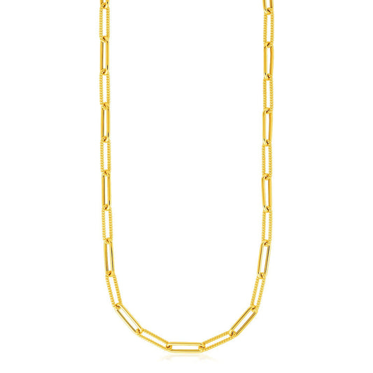 14k Yellow Gold Textured Paperclip Chain (3.5mm)