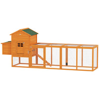 117" Extra Large Chicken Coop with Asphalt Roof, Wooden Hen House with Slide-out Tray, Quail Hutch with Nesting Box, Ora