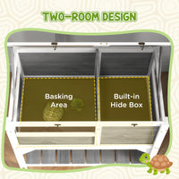 Tortoise Habitat with Shelf Storage Tortoise Gift Accessory with Weather Protection for Indoor, Light Gray