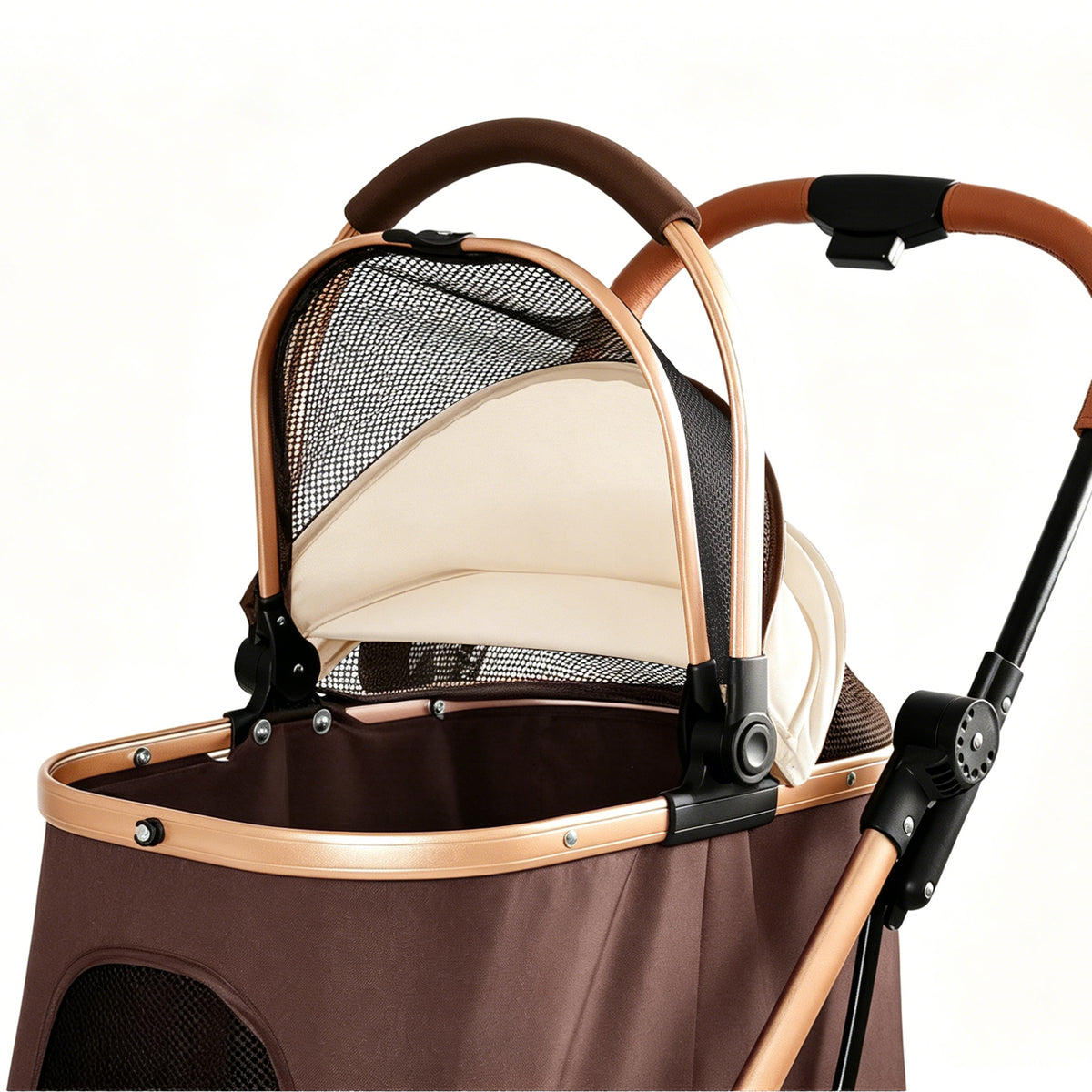 Pet Stroller for Dogs and Cats, 2-in-1 Detachable Foldable 4 Wheels Pet Stroller, Quick One-Hand Fold, Storage Basket, D