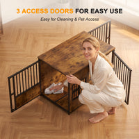 Wooden Dog Crate Furniture, Large Dog Kennel with Storage Top, Indoor Pet Cage