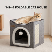 Arched Cat Bed In Green And Gray Color