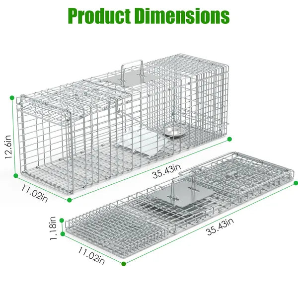 Humane Cat Trap Cage With Gloves Catch Release Live Animal Rodent Cage Collapsible Galvanized Wire For Raccoons Beavers 