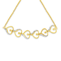 10K Yellow Gold over .925 Sterling Silver Diamond Accented Open Hearts 6â€-9â€ Adjustable Chain Bolo Bracelet (H-I Color, I2-I3 Clarity)