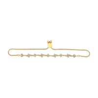 14K Yellow Gold Plated .925 Sterling Silver Diamond Accent Heart and Wave Link Bolo Bracelet (I-J Color, I2-I3 Clarity) - 6" to 9" Adjustable