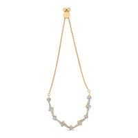 14K Yellow Gold Plated .925 Sterling Silver Diamond Accent Heart and Wave Link Bolo Bracelet (I-J Color, I2-I3 Clarity) - 6" to 9" Adjustable