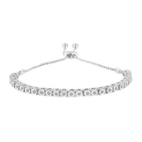 10K Yellow Gold over .925 Sterling Silver 1/4 Cttw Miracle-Set Diamond 4â€-10â€ Adjustable Bolo Tennis Bracelet (I-J Color, I3 Clarity)