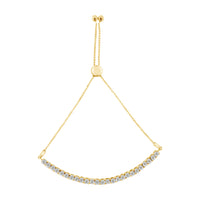 10K Yellow Gold over .925 Sterling Silver 1/4 Cttw Miracle-Set Diamond 4â€-10â€ Adjustable Bolo Tennis Bracelet (I-J Color, I3 Clarity)