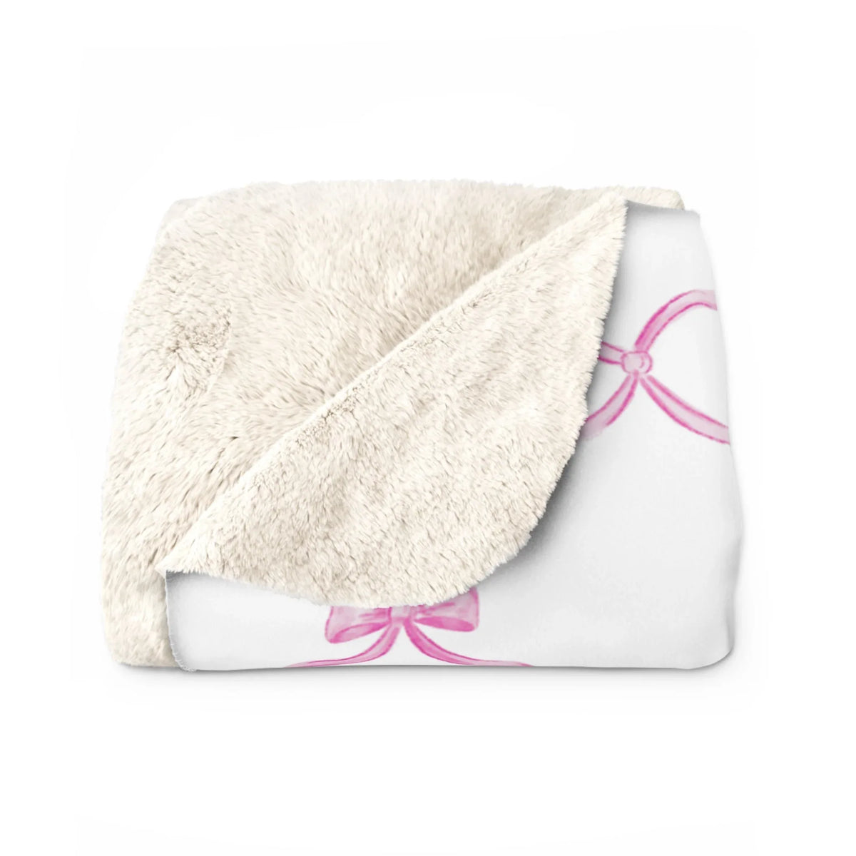 Three Bees Trellis Bow Cozy Sherpa Fleece Blanket - Bubblegum Pink - BIG FRENCHIES