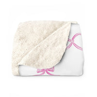 Three Bees Trellis Bow Cozy Sherpa Fleece Blanket - Bubblegum Pink - BIG FRENCHIES
