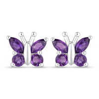 1.00 Carat Genuine Amethyst .925 Sterling Silver Earrings