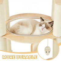 Heavy-Duty No-Drill Large Cat Tree-Solid Wood, 5-Story Multi-Column Cat Tower, 80.4in For Large Spaces & Multi-Cat House