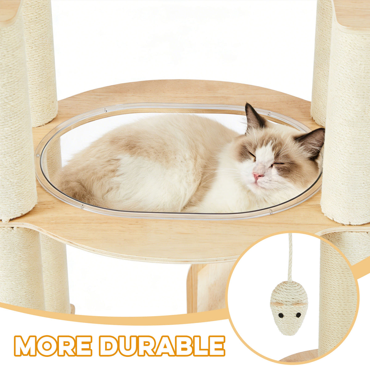 Heavy-Duty No-Drill Large Cat Tree-Solid Wood, 5-Story Multi-Column Cat Tower, 80.4in For Large Spaces & Multi-Cat House
