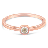14K Rose Gold Plated .925 Sterling Silver 1/20 Carat Diamond Square Cushion-Shaped Miracle Set Petite Fashion Promise Ring (J-K Color, I1-I2 Clarity) - Size 6