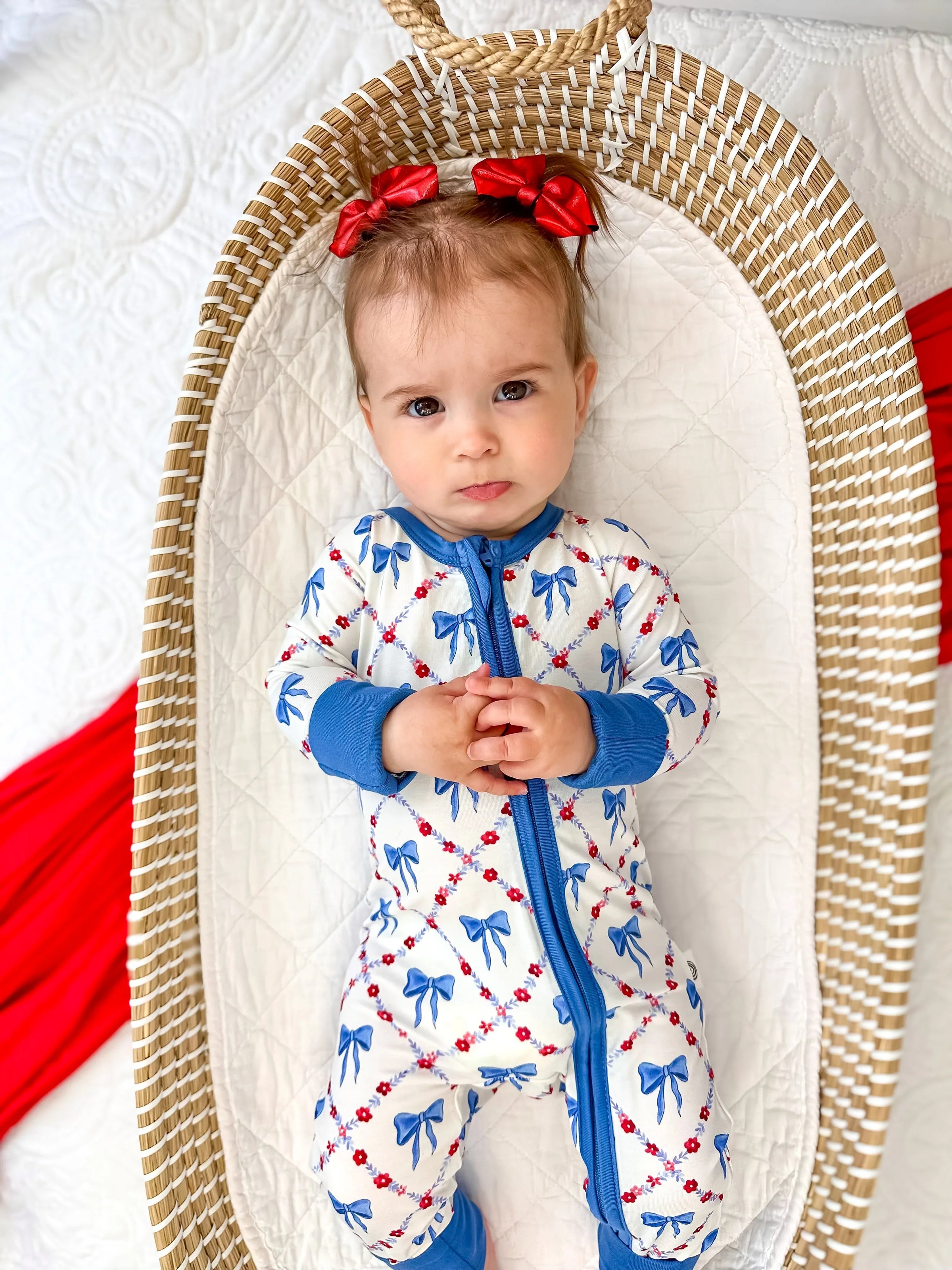 Red White & Bows Bamboo Zippy Pajamas - BIG FRENCHIES