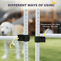 6 Piece Dog Agility Set with Adjustable Height Jump Bars, Carry Bag, Displacing Top Bar, White