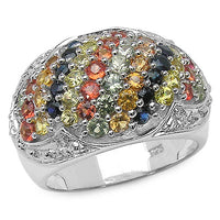 2.75 Carat Genuine Multi Sapphire .925 Sterling Silver Ring