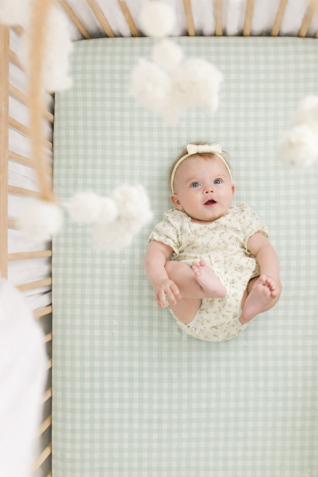 Meadow Green Gingham Crib Sheet