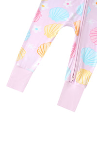 PoshTOT Colorful Seashell Bamboo Baby Convertible Zippy Romper