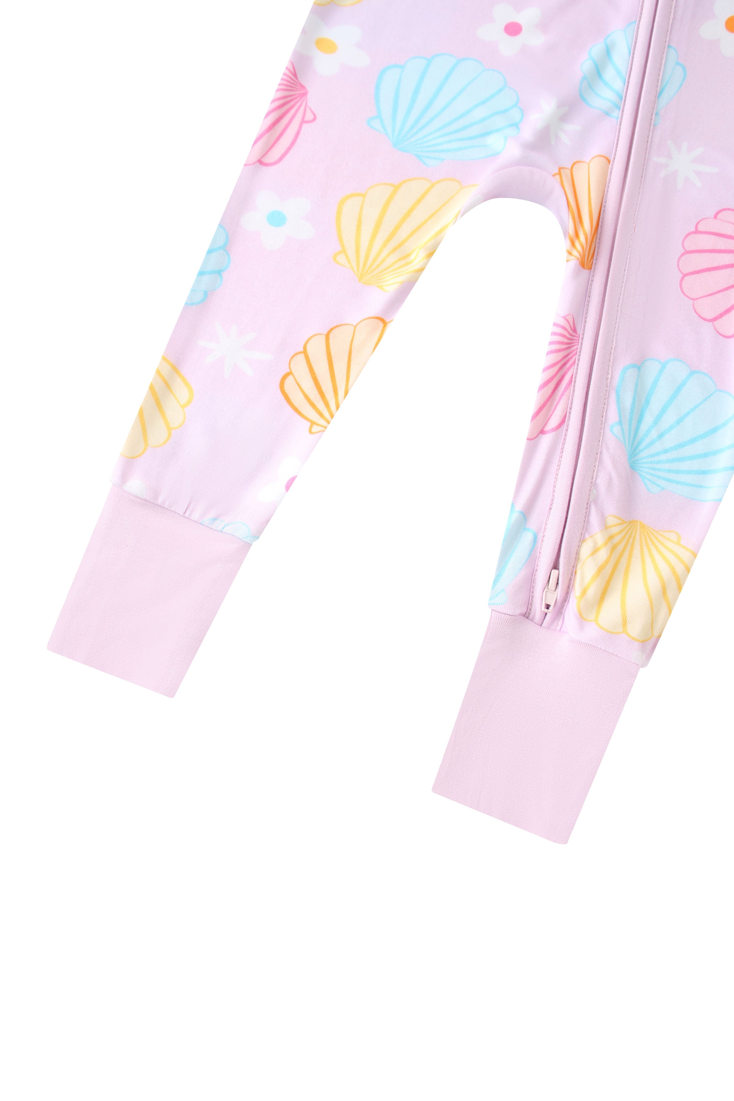 PoshTOT Colorful Seashell Bamboo Baby Convertible Zippy Romper