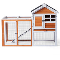 House Type With Running Ladder, Orange-red, Wooden Chicken Rabbit Cage