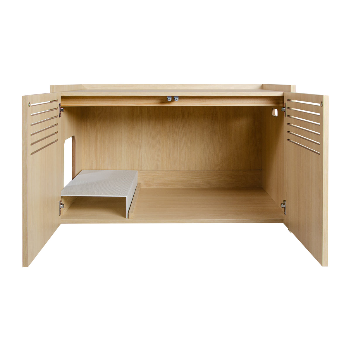 Modern Wooden Cat House with Scratching Pad , Cat Litter Box Enclosure, Spacious Hidden Cat Litter Box -33.46" x 21.06" 