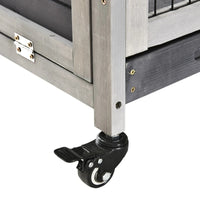 PawHut Indoor Rabbit Enclosure, Wooden Elevated Cage Habitat With Enclosed Run With Wheels - Ideal For Rabbits And Guine