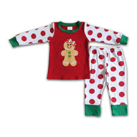 Gingerbread embroidery girls cotton Christmas pajamas - BIG FRENCHIES