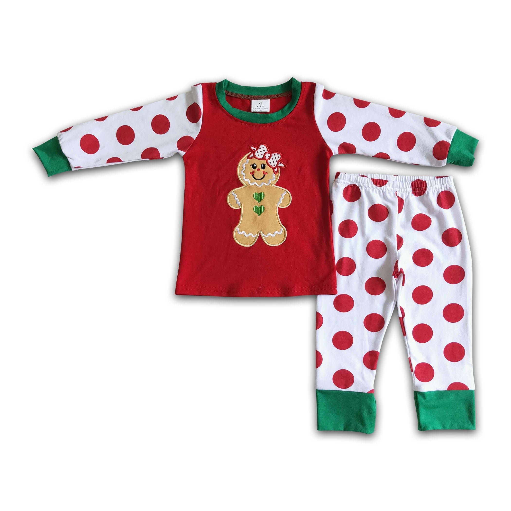 Gingerbread embroidery girls cotton Christmas pajamas - BIG FRENCHIES