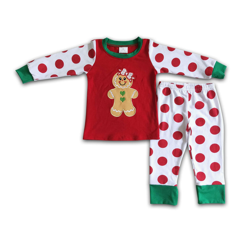 Gingerbread embroidery girls cotton Christmas pajamas - BIG FRENCHIES