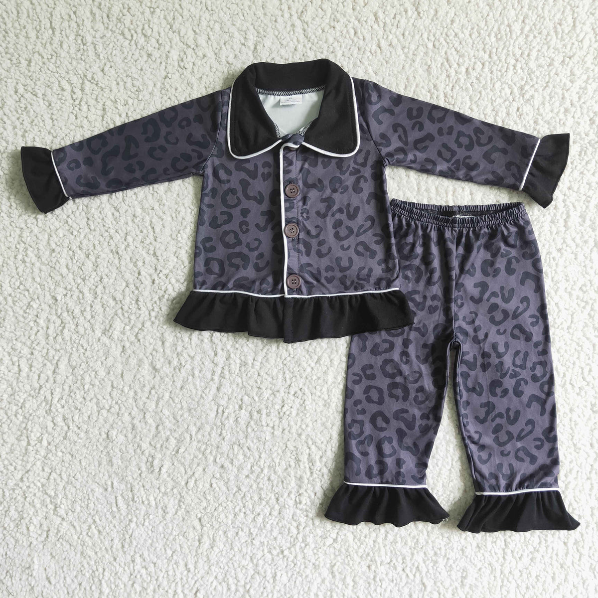 Black leopard print baby girls boutique pajamas - BIG FRENCHIES