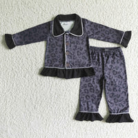 Black leopard print baby girls boutique pajamas - BIG FRENCHIES