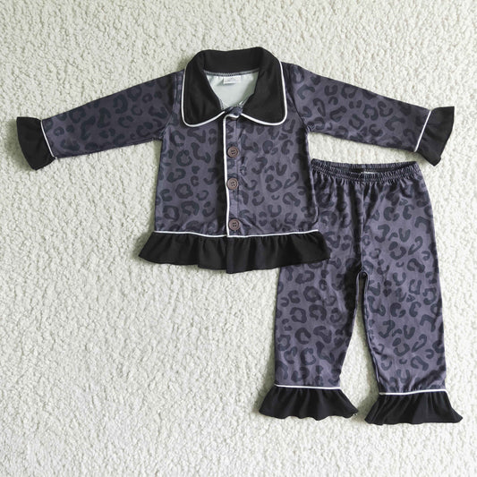 Black leopard print baby girls boutique pajamas - BIG FRENCHIES