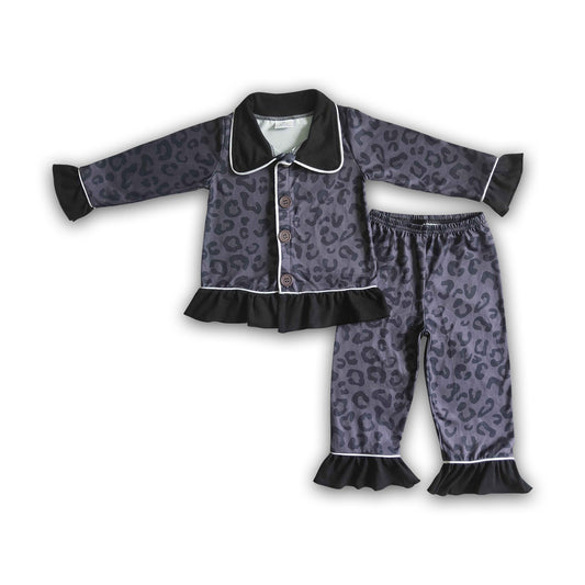 Black leopard print baby girls boutique pajamas - BIG FRENCHIES