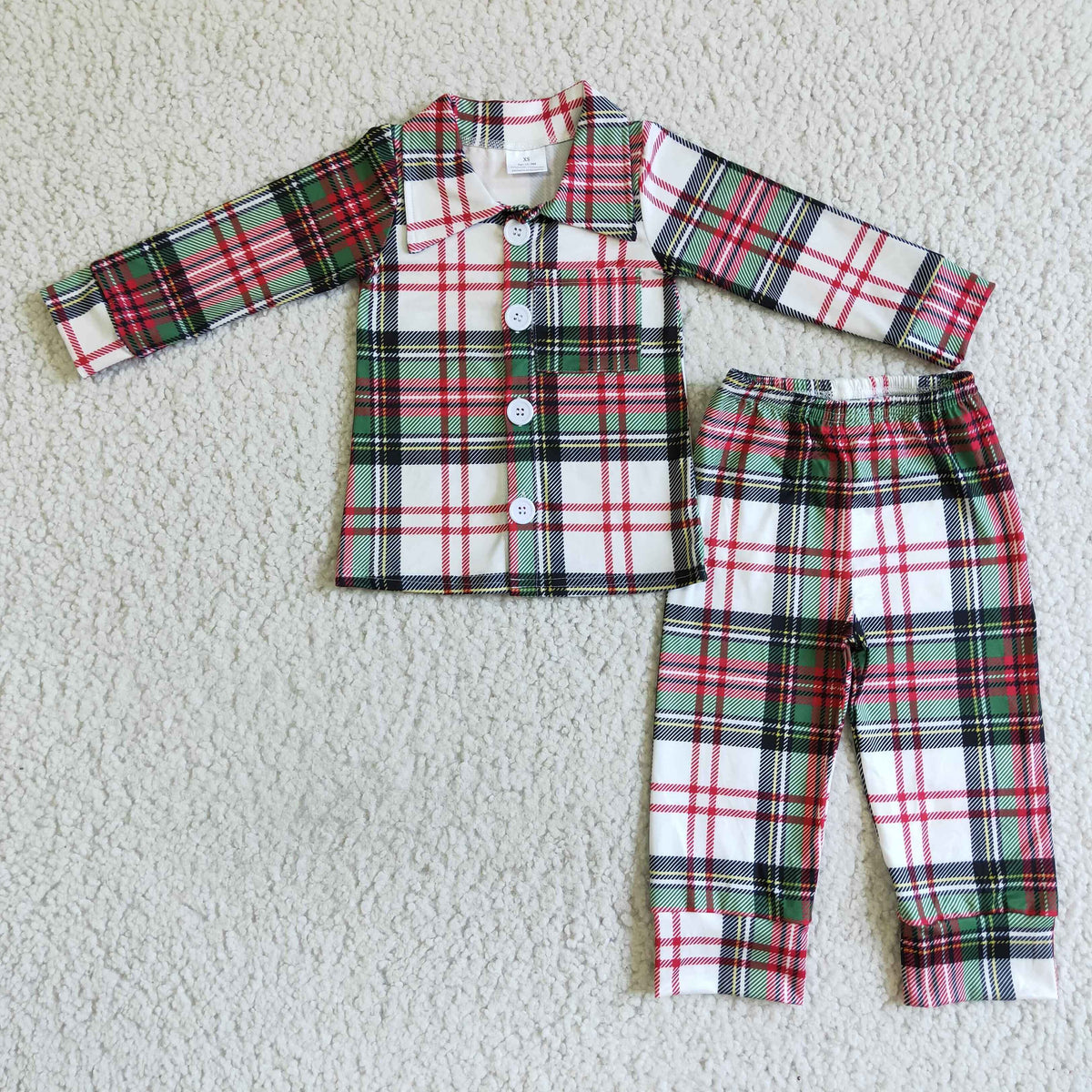 Long sleeve plaid boy Christmas pajamas - BIG FRENCHIES